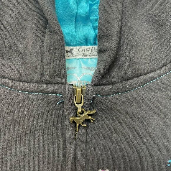 Cowgirl Hardware Rhinestones Full Zip Hoodie Women Medium Black Y2K - Picture 4 of 6